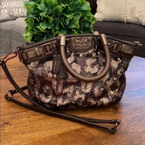 COACH Leopard Sequin Satchel  PRISTINE Condition - Picture 2 of 8